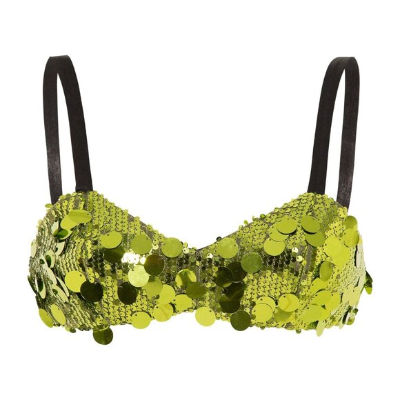 SIEDRES Lemy Bralette Top in Green Small New Womens Sequin Crop Top - Picture 11 of 14